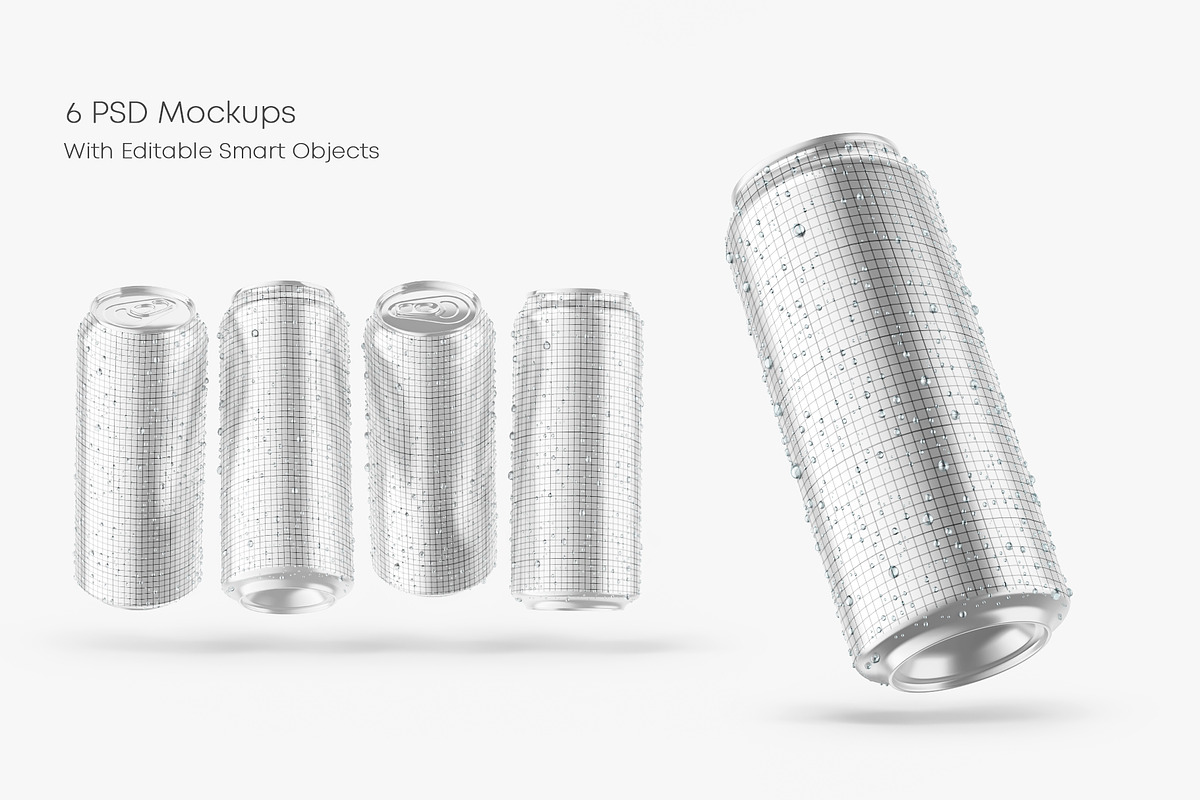 6 Metallic Can Mockups, a Product Mockup by Graphic Bird (Photo 3 of 9)