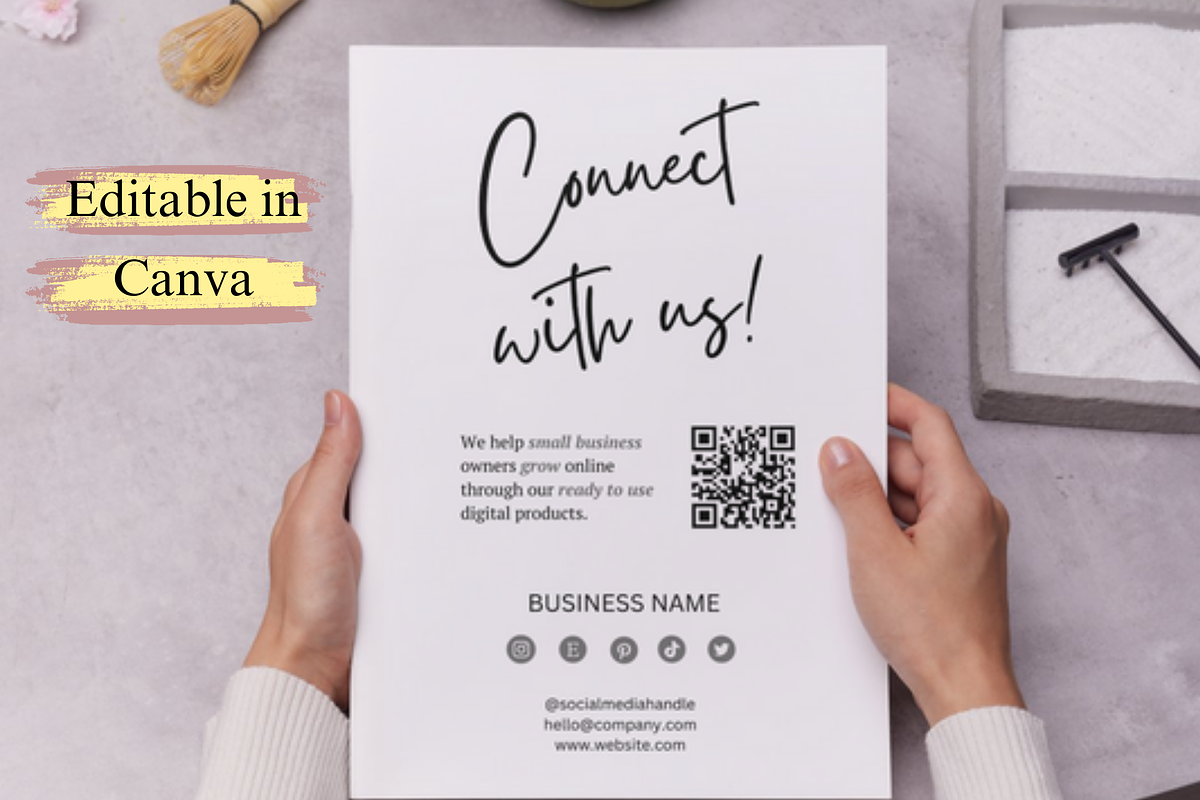 Social Media QR Code Sign Template, a Card Template by Climbwithelevator (Photo 2 of 11)