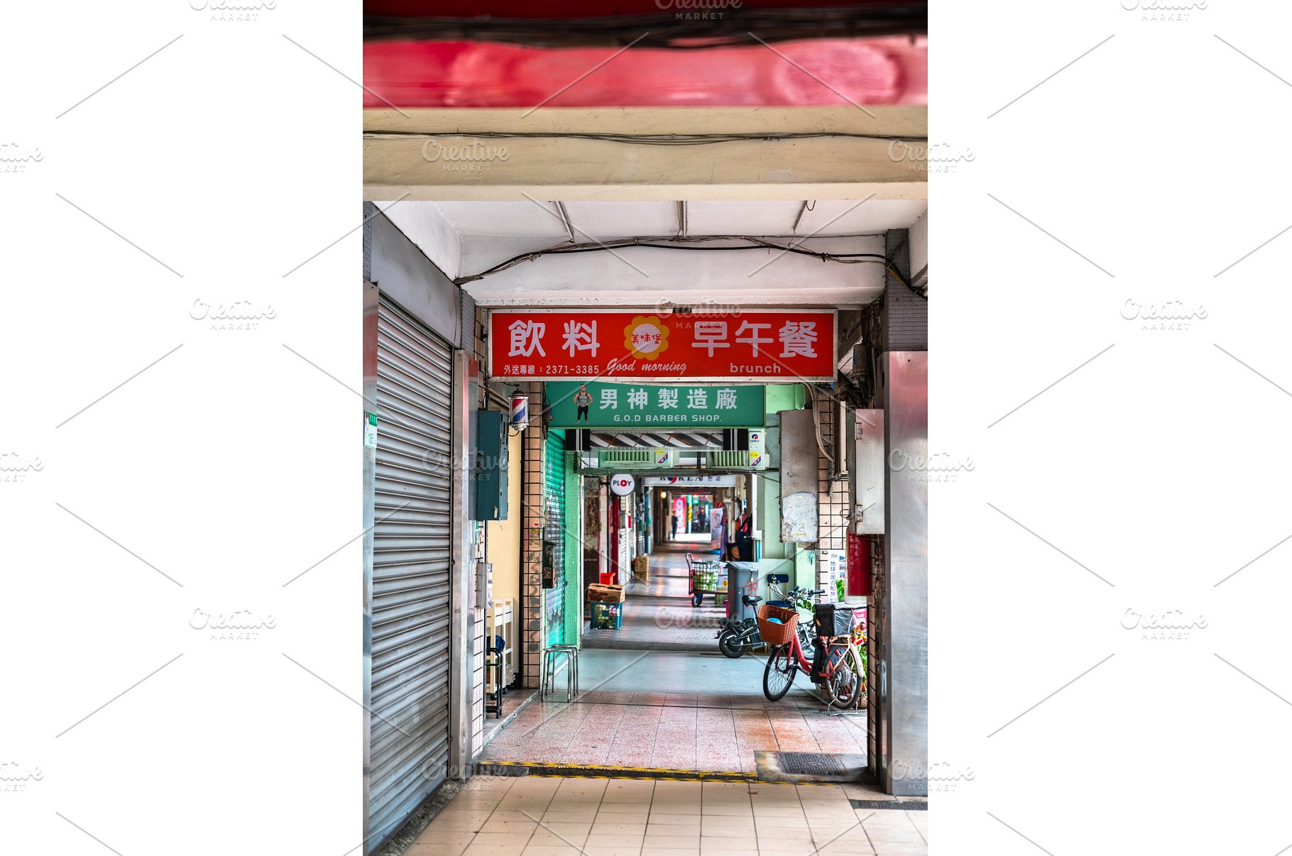 Covered arcade passage with local, an Architecture Photo by Leonid Andronov