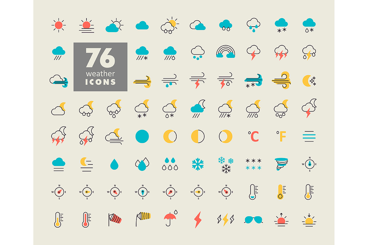 76 weather forecast icon set, an Icon by Nasik-Nosik