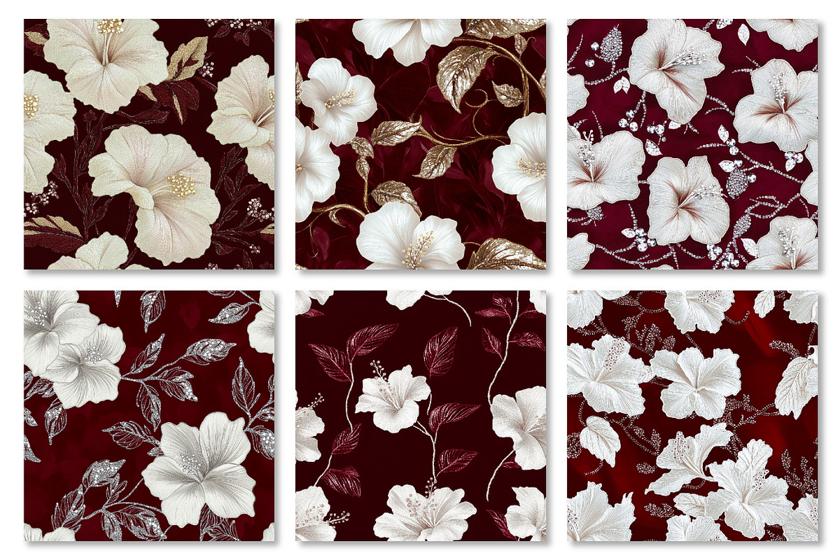 White Hibiscus Digital Paper, a Texture Graphic by Dream Creation (Photo 2 of 7)