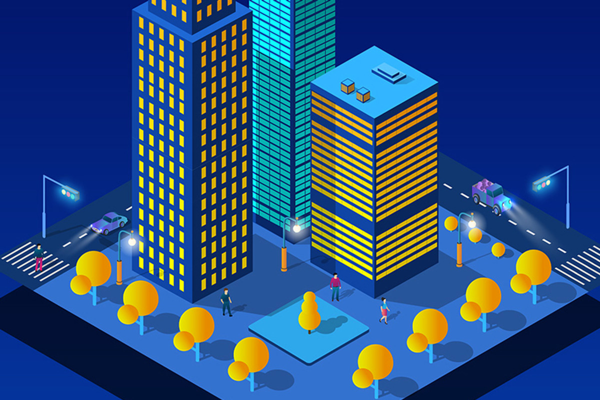 Night neon isometric city, an Object Graphic by AlexZeL (Photo 8 of 9)