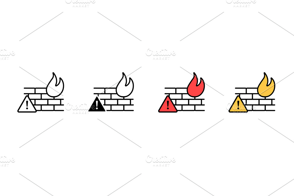 Four symbols representing fire, an Object Illustration by skripnikbb
