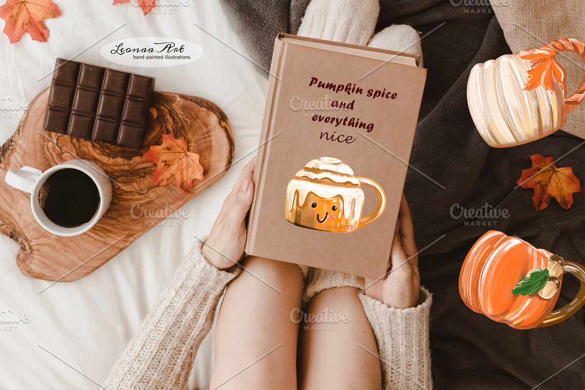 Autumn Mugs Clip Art Collection, a Seasonal Illustration by Leonaa art (Photo 3 of 13)