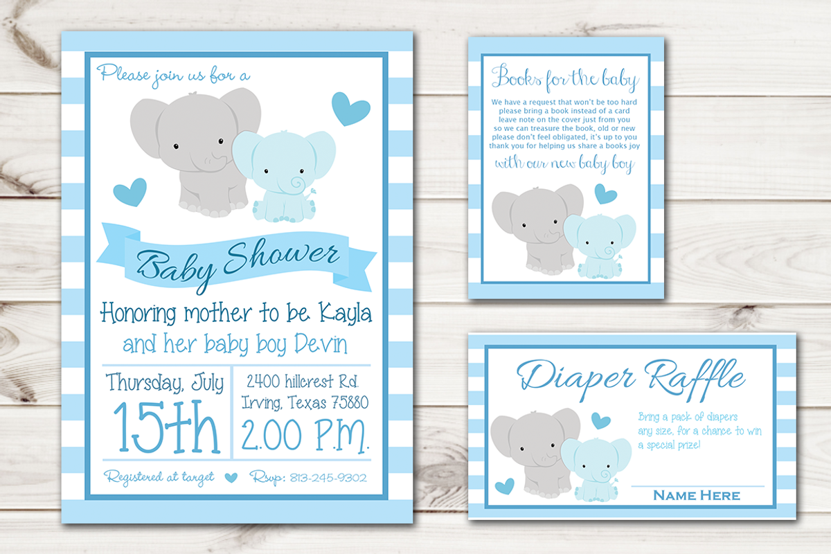 Boy Baby Shower Invite Elephant, an Invitation Template by Pinkinks (Photo 1 of 2)