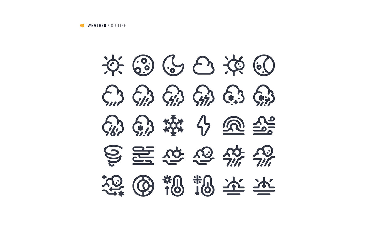 Weather Icon Set, an Outline Icon by microstd (Photo 2 of 3)