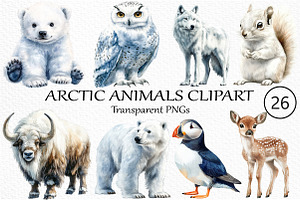 Arctic Animals Clipart, an Illustration by Craft Nest
