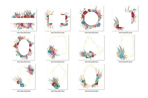 Boho Floral Frames Clipart