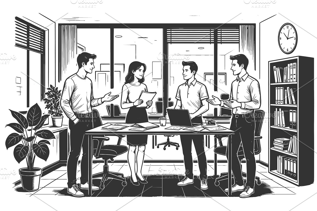 Business Team Reviewing Documents, a Person Illustration by AlexArt