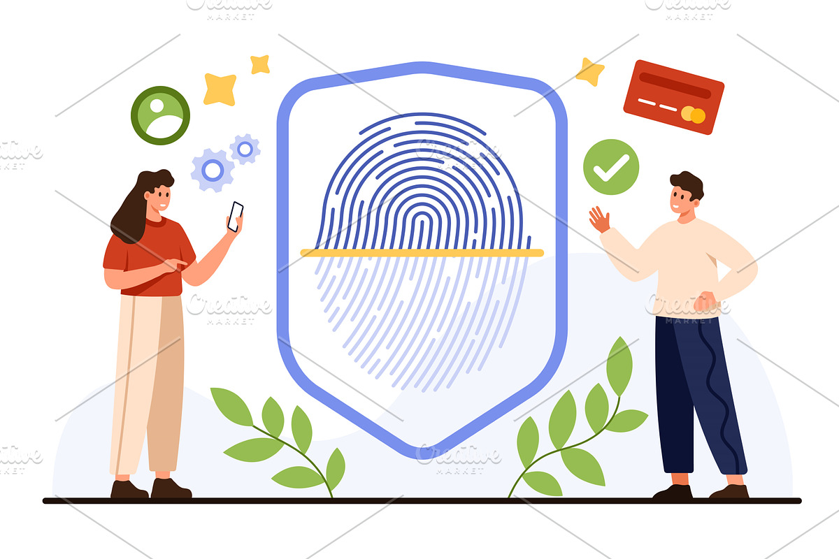 Biometric Fingerprint Authentication, a Technology Illustration by Flashvector