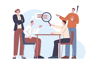 Work communication process. Men, a Person Illustration by Valerie Bodnar