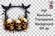 Halloween Skull Frame PNG Bundle, an Illustration by Clipart Bloom (Thumbnail 9 of 11)