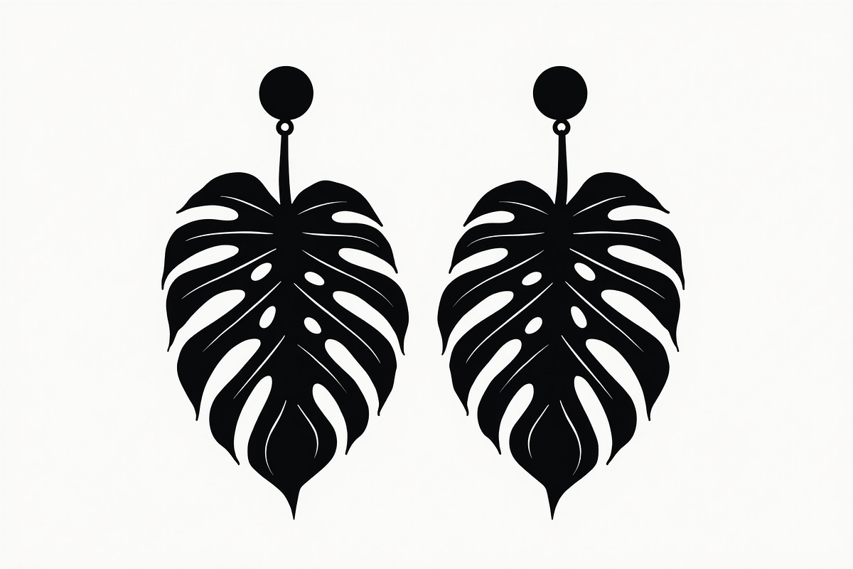 Leaf Earring Silhouette Bundle, an Object Graphic by abu67222 (Photo 9 of 16)