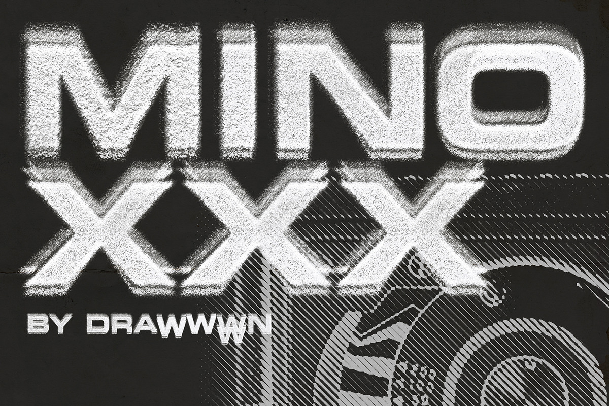 Minoxxx | Textured SVG font, a Sans Serif Font by Drawwwn (Photo 1 of 10)