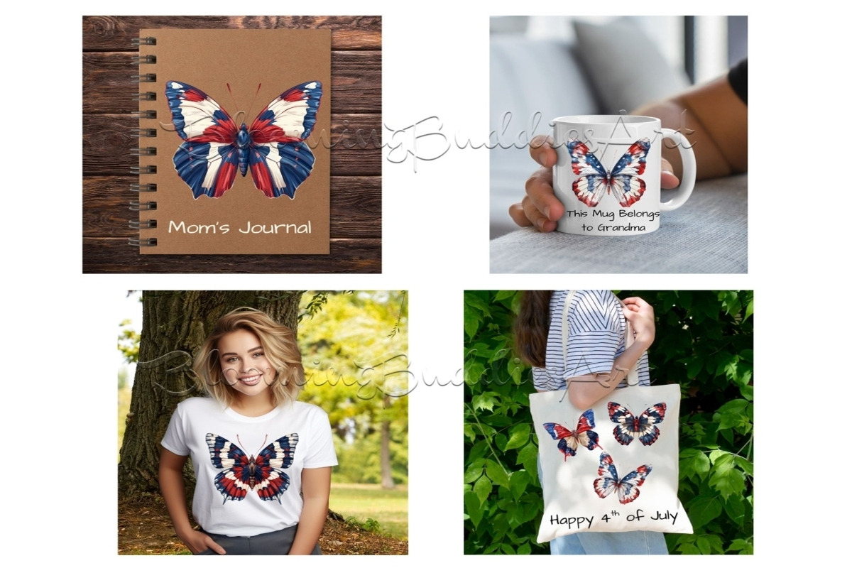 35 Patriotic Butterfly Art Bundle, a Decorative Illustration by Art Paradise Studios (Photo 8 of 8)