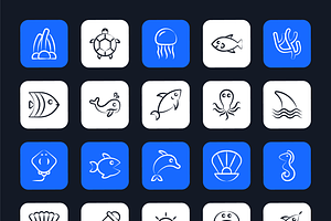 Sea Life Doodle Icons