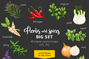 40 colored spices and herbs on dark, a Food Illustration by Primula`s shop (Thumbnail 2 of 2)