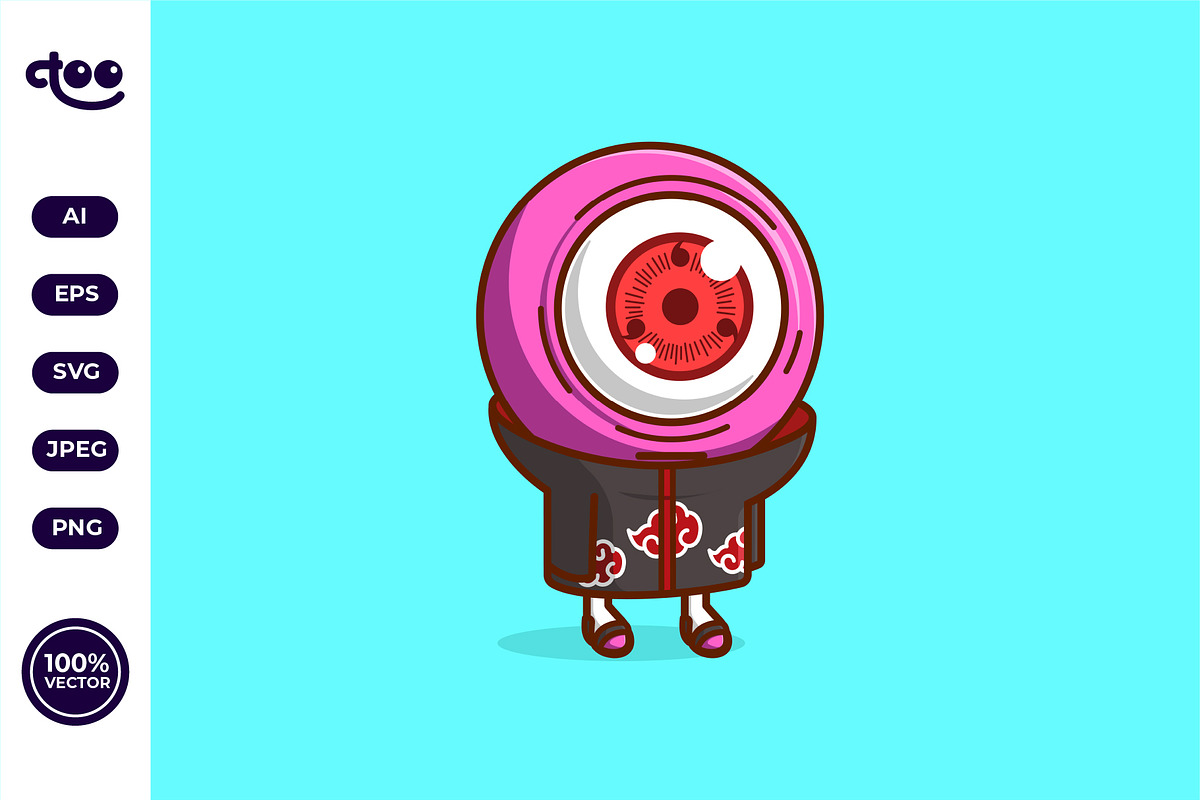 Simple Sharingan Eye Char Cartoon, an Object Illustration by Satisfactoons