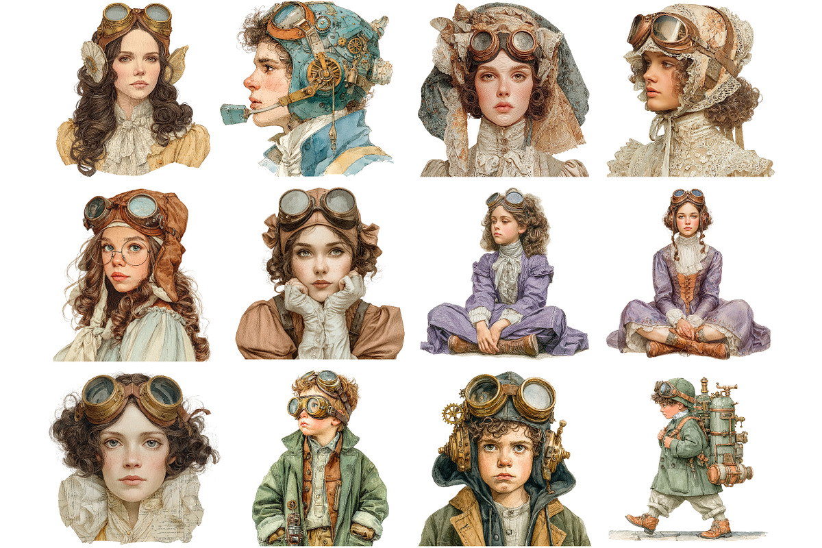 Vintage Kids Steampunk Ephemera, an Illustration by DreamArtGraphic (Photo 4 of 4)