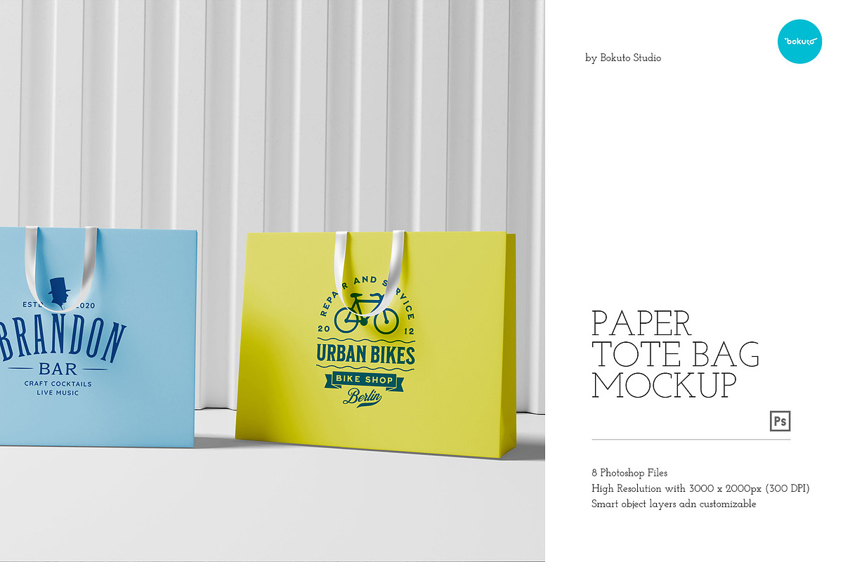 Paper Tote Bag - Mockup, a Merchandise Mockup by Bokuto (Photo 1 of 7)