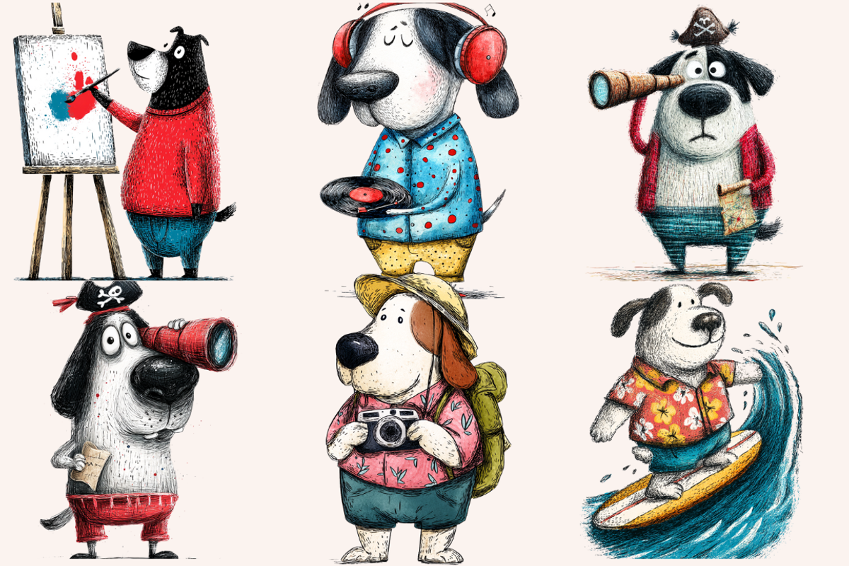 Whimsical Dogs With Big Jobs, an Animal Illustration by PrintHaven Designs (Photo 4 of 10)