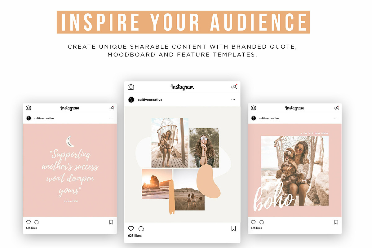 Boho Instagram Feed Templates, a Social Media Template by Cultive Creative