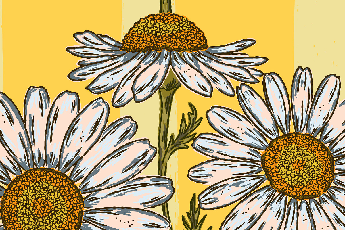 wild daisy botanical stripe, a Pattern Graphic by NayaChu (Photo 5 of 10)