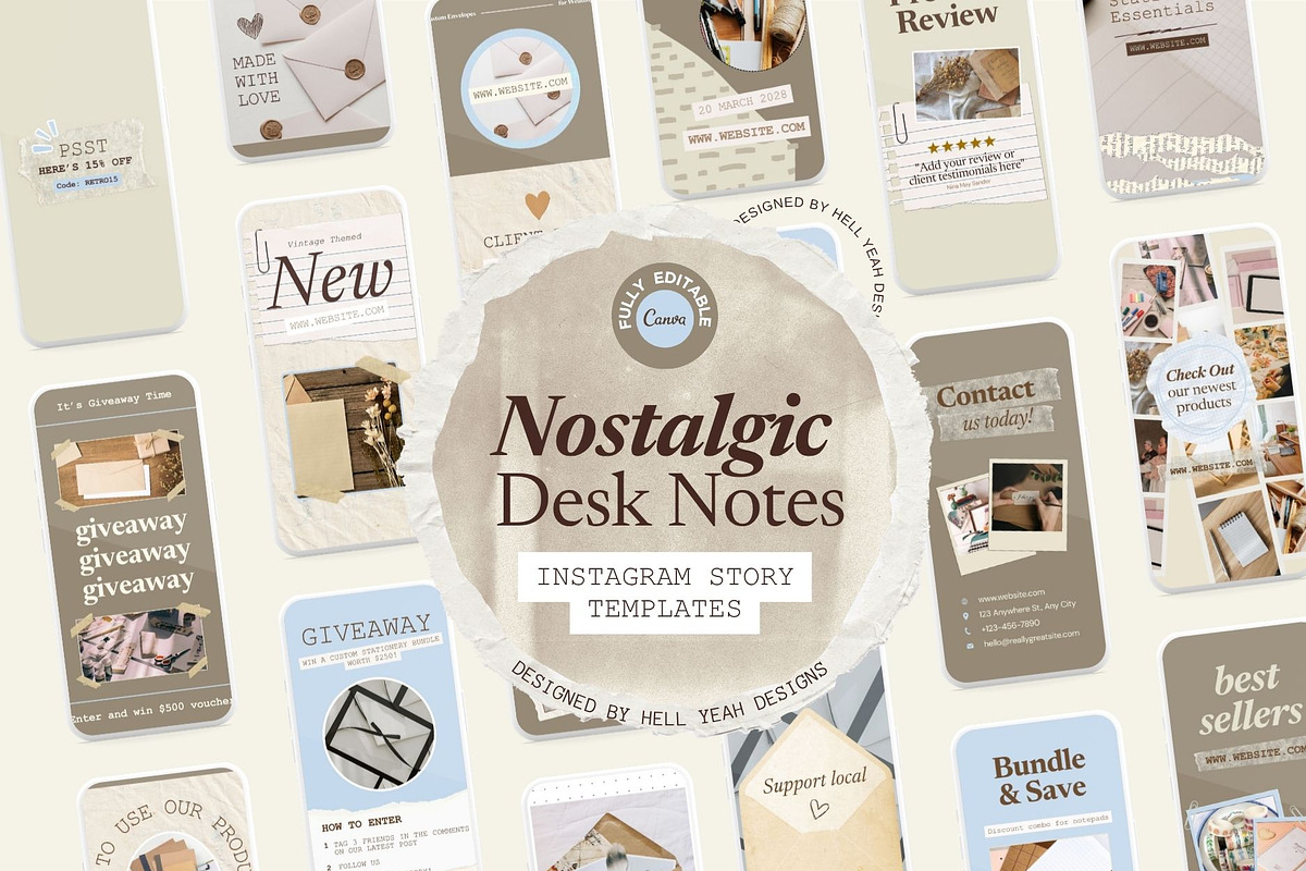 Nostalgic Desk Notes Instagram Story, a Social Media Template by Hell Yeah Designs (Photo 1 of 7)