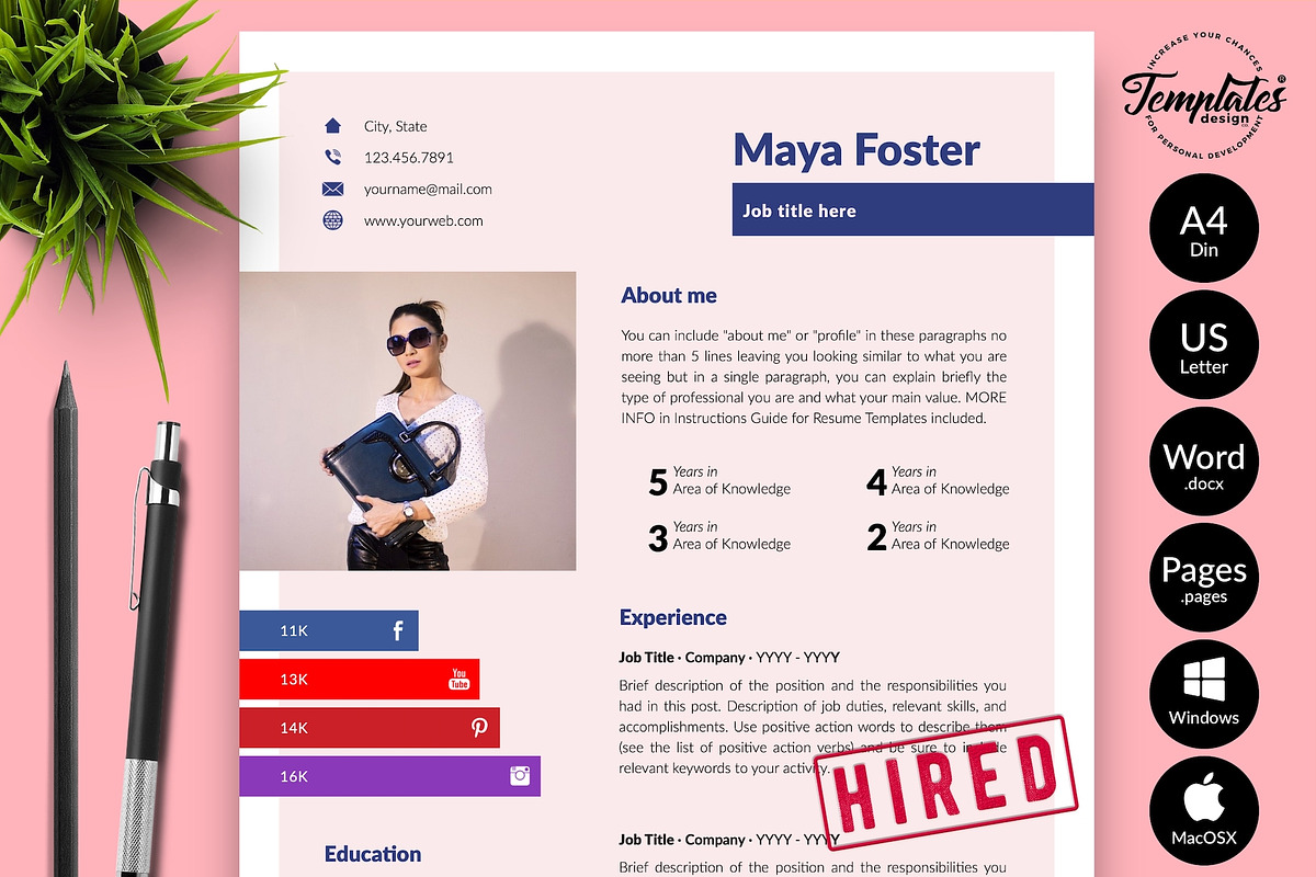 Modern CV Template / Resume - Maya, a Resume Template by Templates Design Co. (Photo 1 of 17)