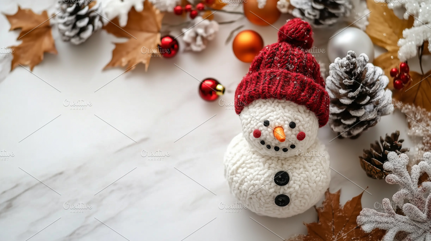 Handmade snowman with knitted hat, a Holiday Photo by MistyDay