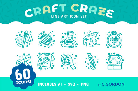 Craft Craze Line Art Icon Set
