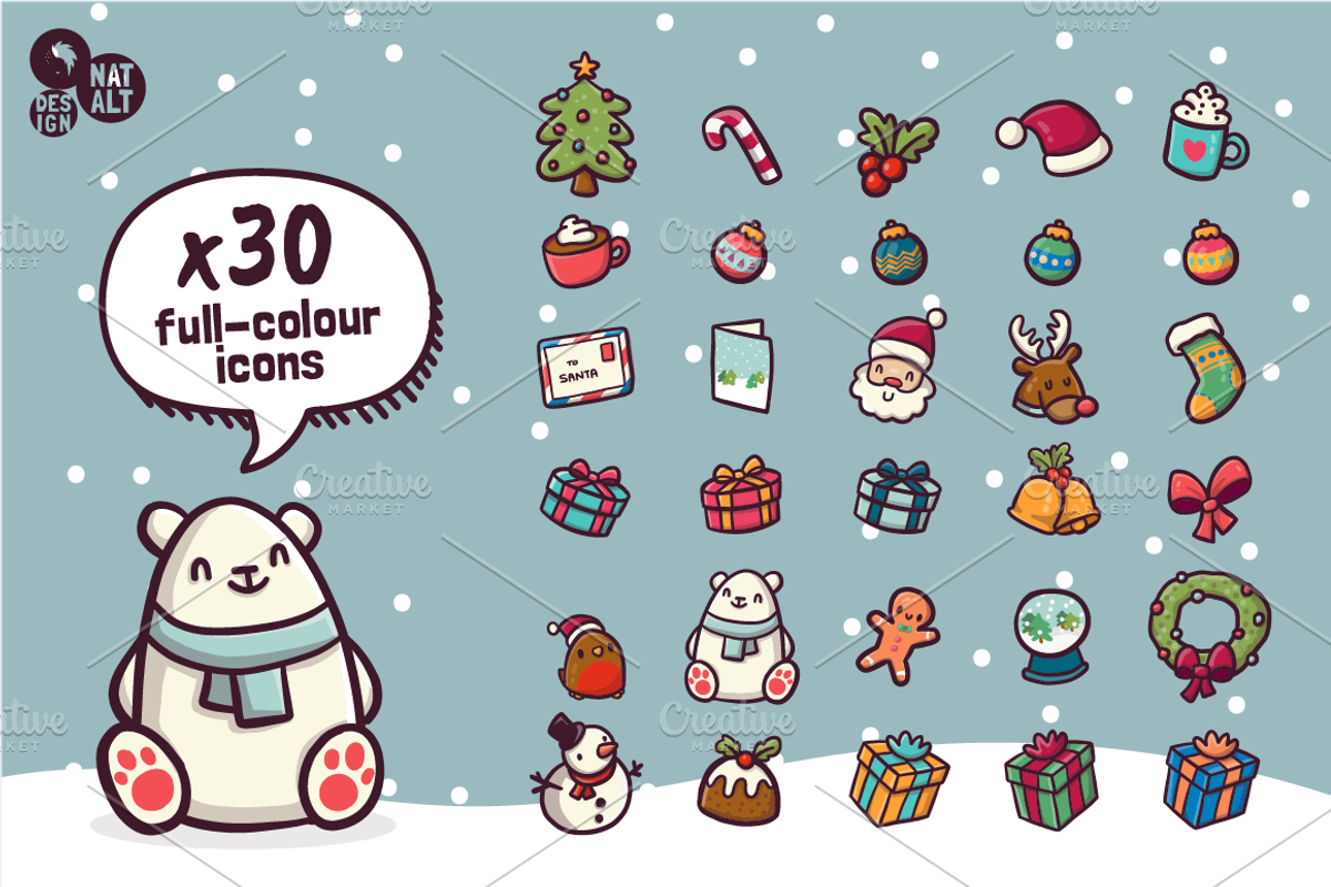 90 Hand-Drawn Christmas Icons, an Icon by NatBurger (Photo 2 of 5)