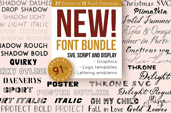 37 In 1 Script Svg Font Bundle