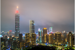 Taipei skyline at night taiwan the containing taiwan, taipei, and china, an Architecture Photo by Leonid Andronov