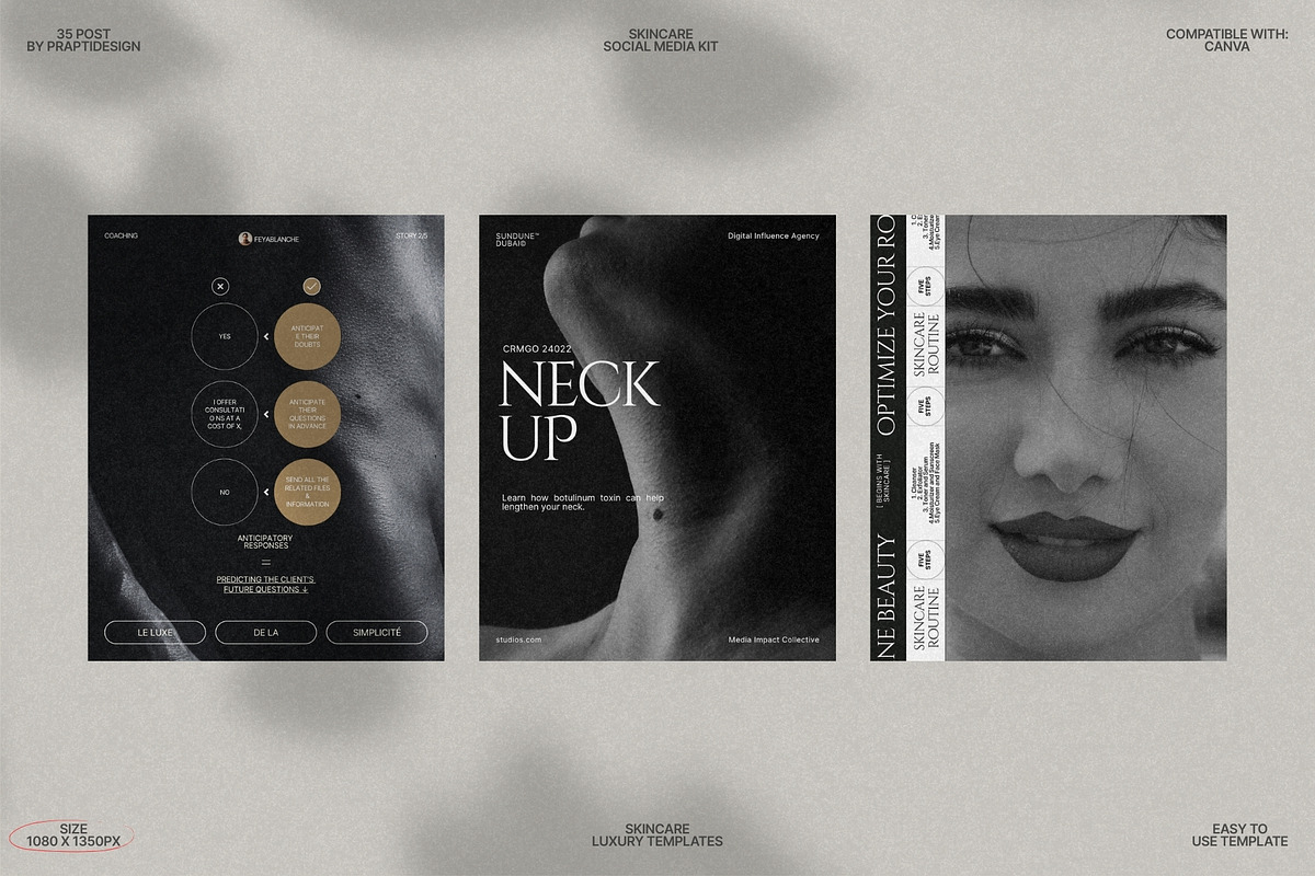 Modern Skincare Post Canva Pack preview 5