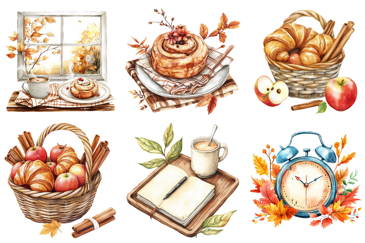 Morning and Fall Clipart, an Illustration by Watercolor design (Photo 5 of 5)