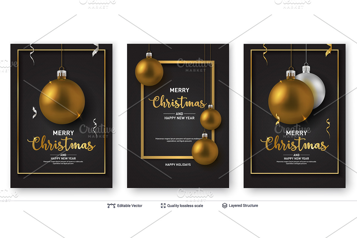 Christmas and New Year Backgrounds., a Decorative Illustration by Chuhastock (Photo 9 of 14)
