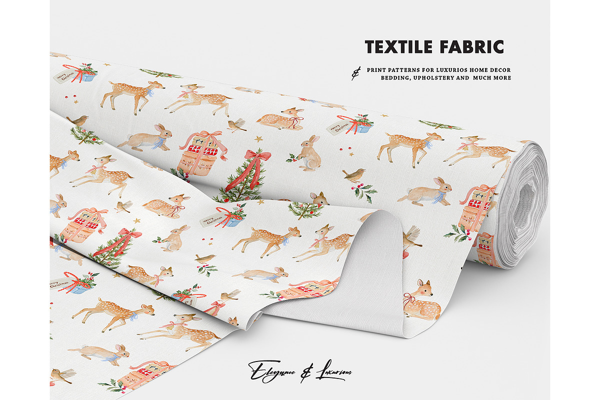 Baby Deer Bird Christmas pattern, a Pattern Graphic by Milatoo (Photo 2 of 3)