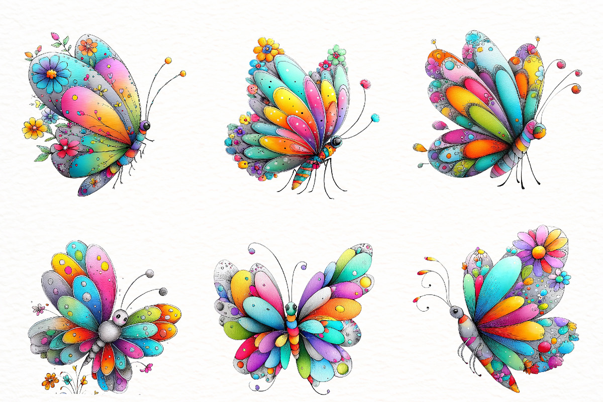 Whimsical Spring Butterfly Clipart, an Illustration by Designworld (Photo 3 of 8)