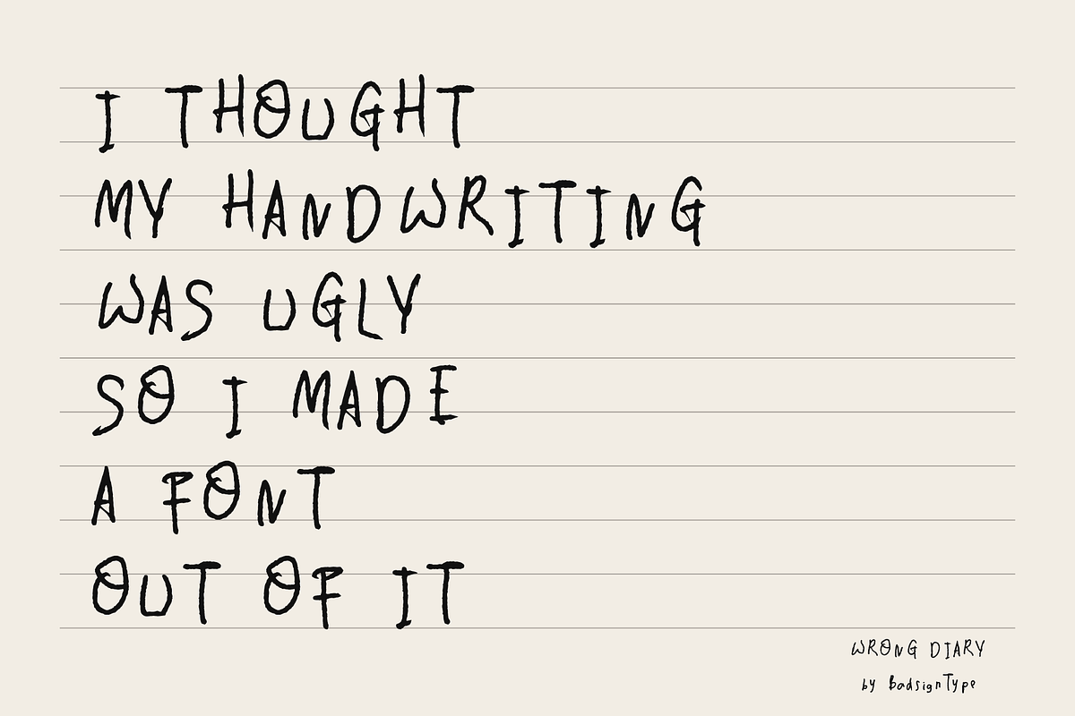 Wrong Diary – Raw Handwritten Font, a Handwritten Font by Badsign Type (Photo 4 of 8)