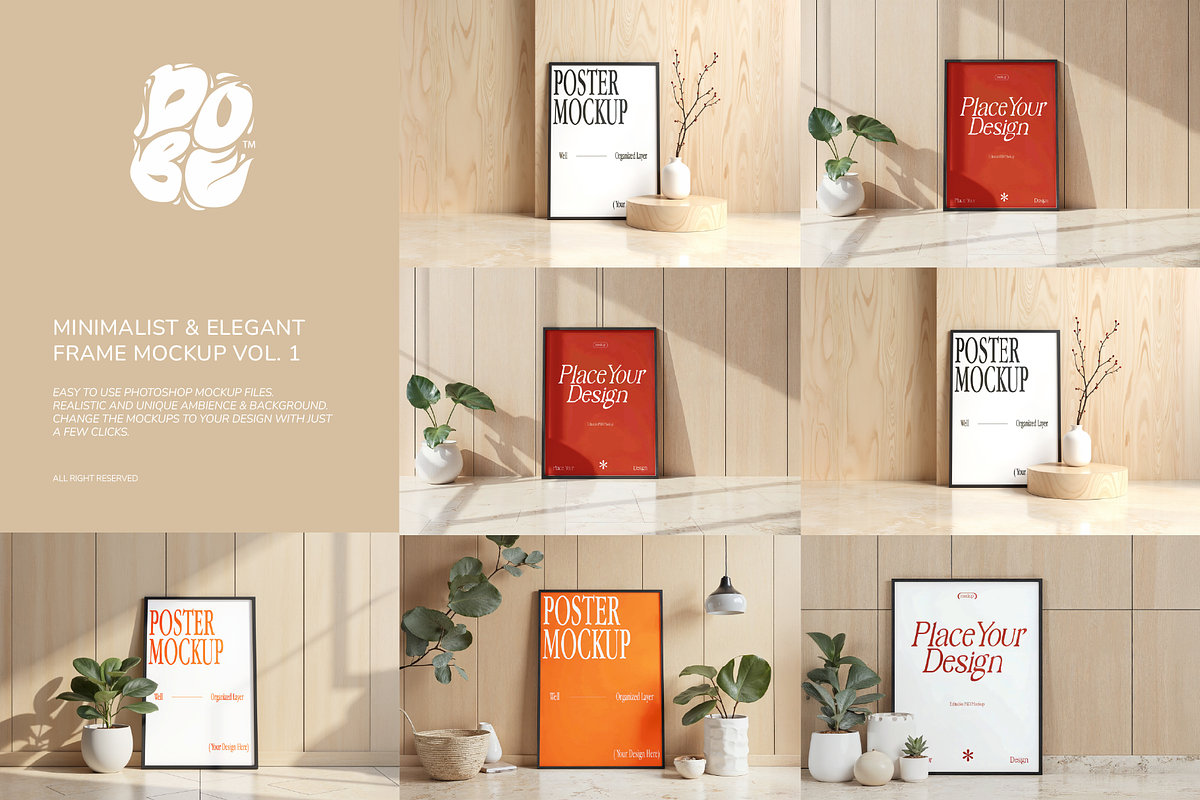 Minimalist Black Frame Mockup Vol 1, a Household Mockup by DOBE Studio (Photo 1 of 10)