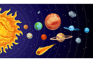 Cartoon Solar System Planets