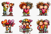 Whimsical Valentine Couple Clipart, an Illustration by CreationArt (Thumbnail 7 of 7)