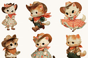 Vintage Cowboy & Cowgirl Cats, an Animal Illustration by BusyDaydesign (Thumbnail 4 of 9)