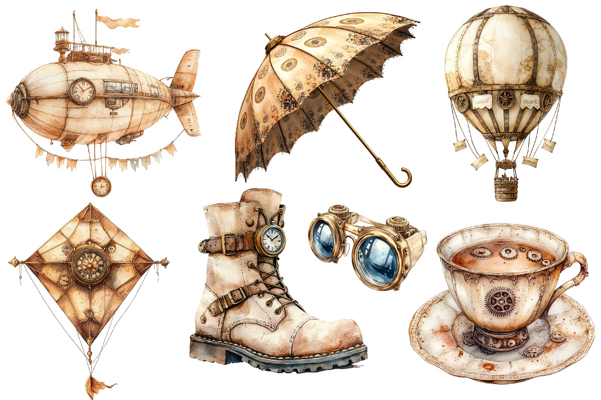 Steampunk Summer Clipart, a Seasonal Illustration by Designworld (Photo 5 of 6)