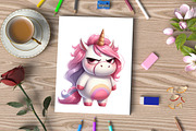 Watercolor Funny Grumpy Unicorn PNG, an Illustration by CraftArtStudio (Thumbnail 3 of 5)