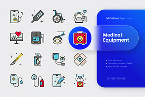 Medical Equipment Colored Icons, an Outline Icon by cidcud_graphic