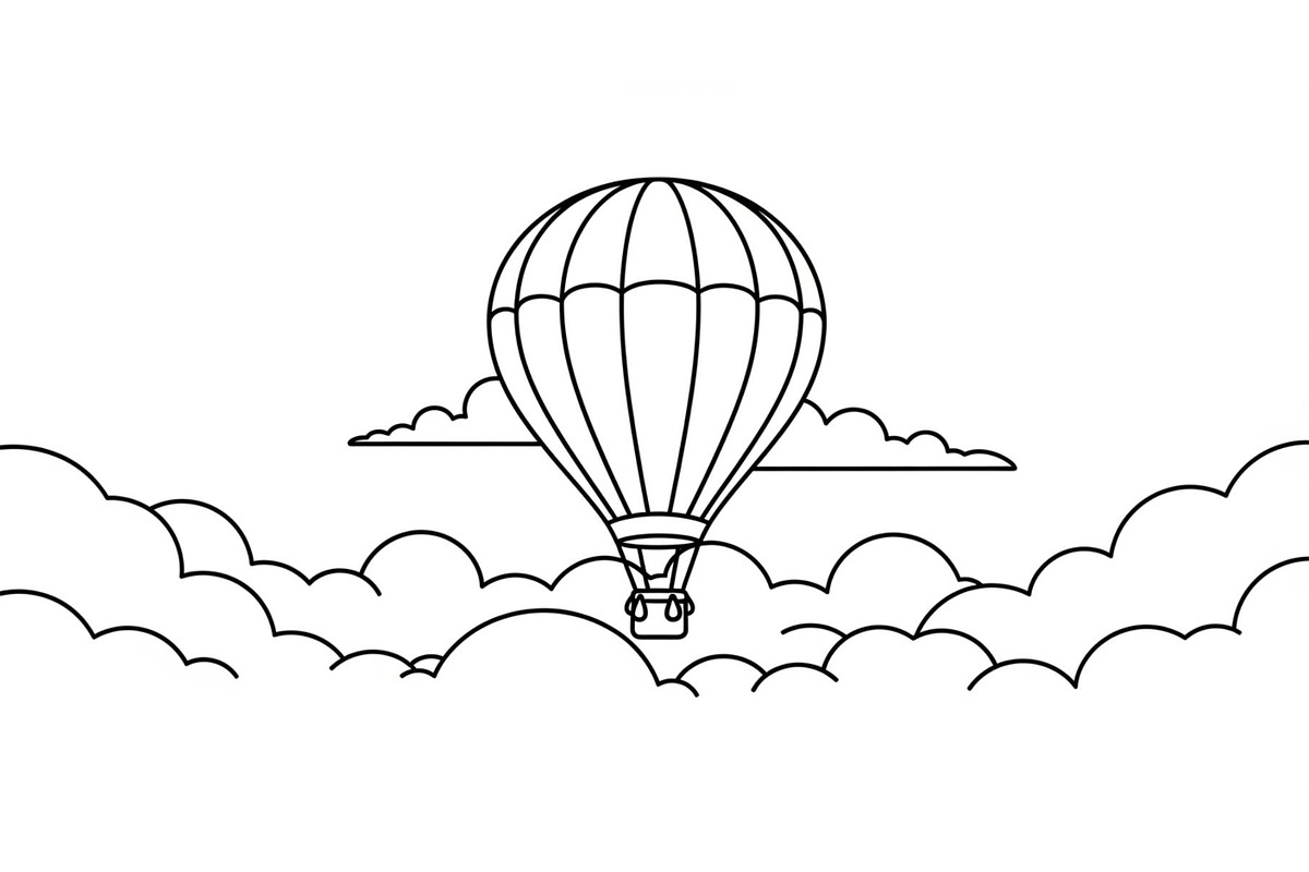 Hot Air Balloon Cloud Line Art bundl, an Illustration by Designer_Momina (Photo 10 of 51)