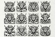 Fall Highland Cow Line Art Graphics, a Seasonal Illustration by DENIDigitalArtSudio (Thumbnail 2 of 6)
