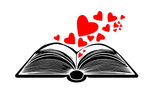 logo book and hearts . Back to, an Education Illustration by Nenahliadava Design